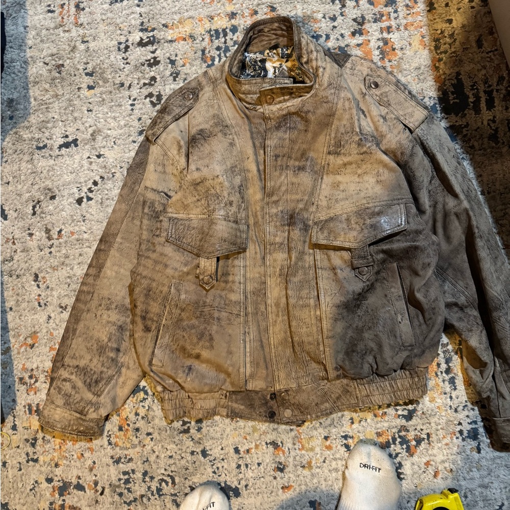 Vintage Leather Aviator Brown Jacket